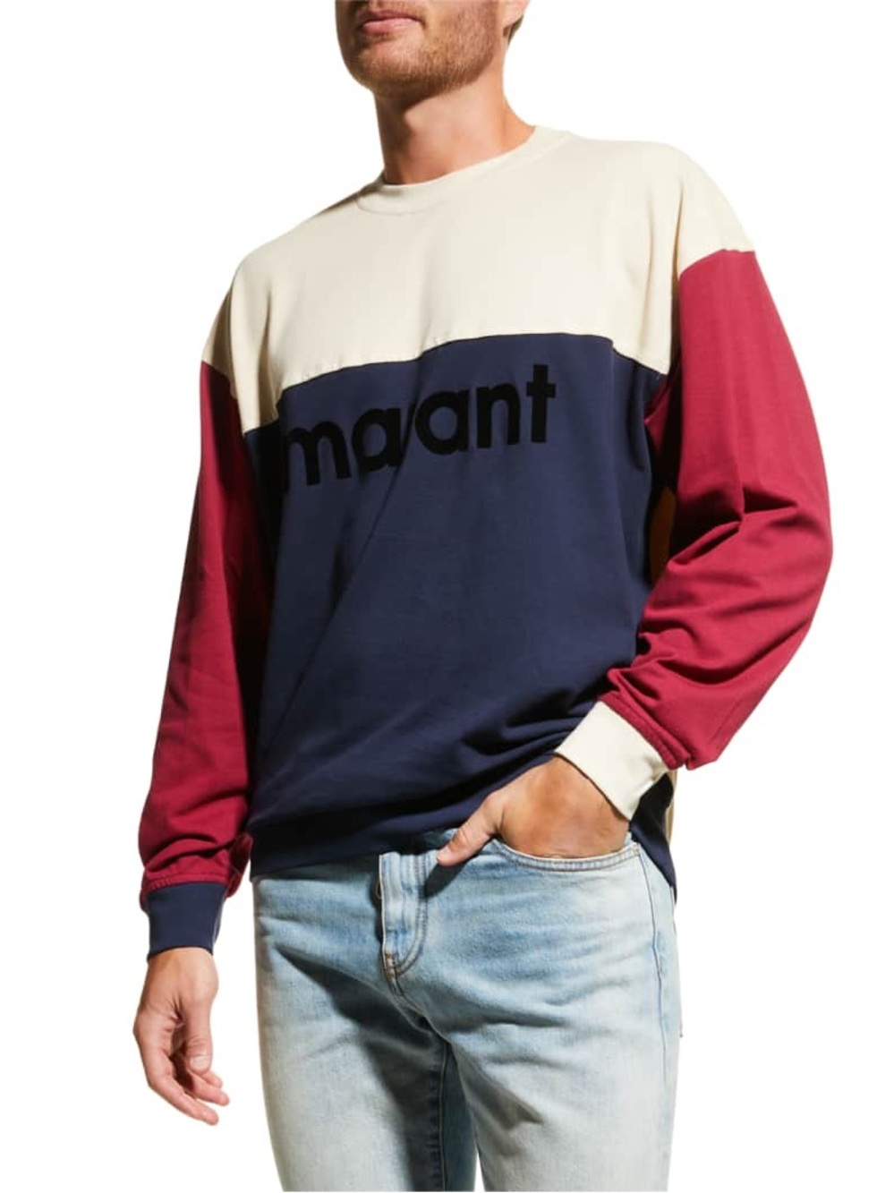 Isabel Marant Mens Aftone Logo Lightweight Sweatshirt Size XS Color Block Cotton